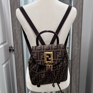 100% Authentic Fendi mini backpack vintage leather and canvas